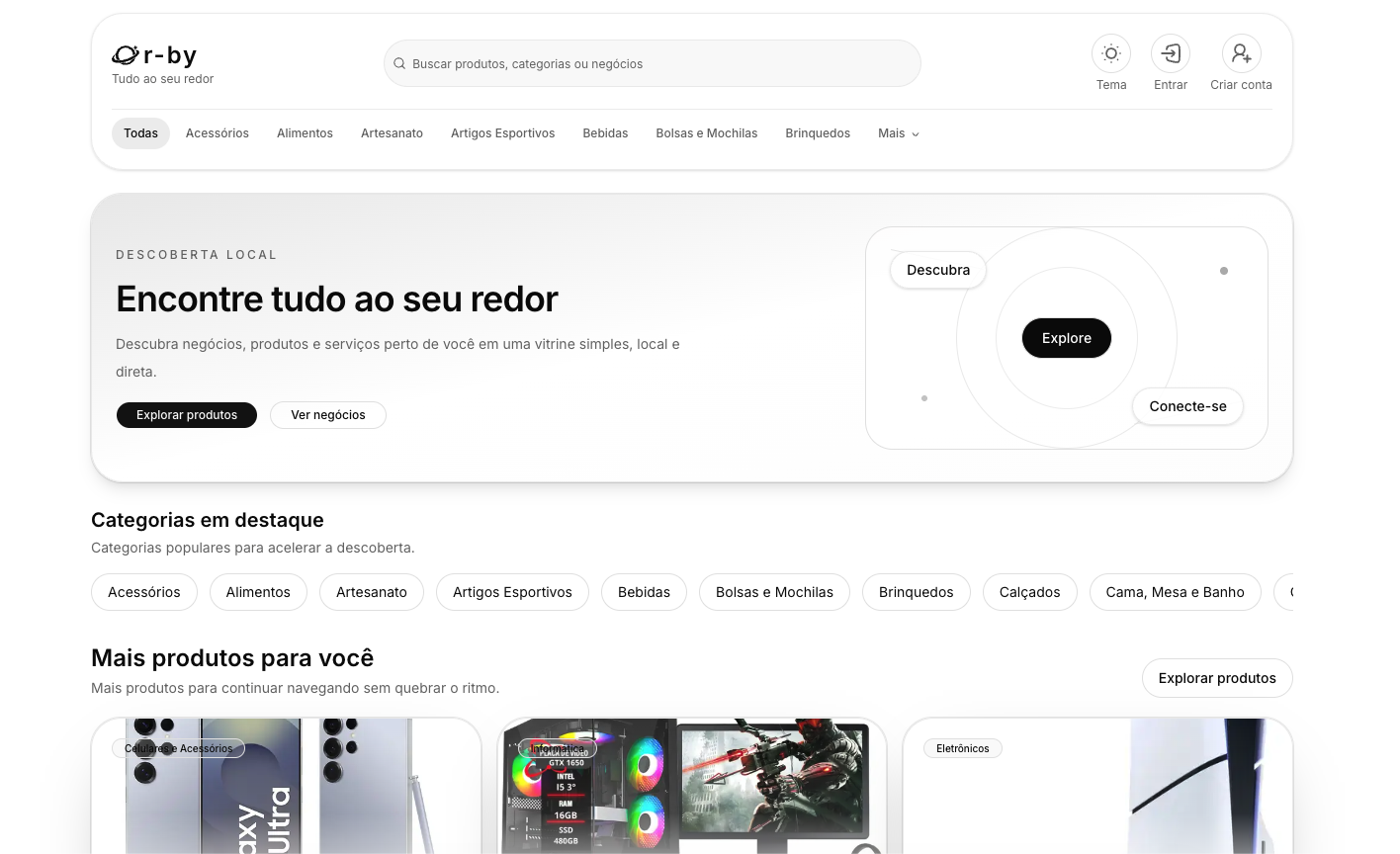 Página inicial do Or-by com produtos e negócios de Santa Inês